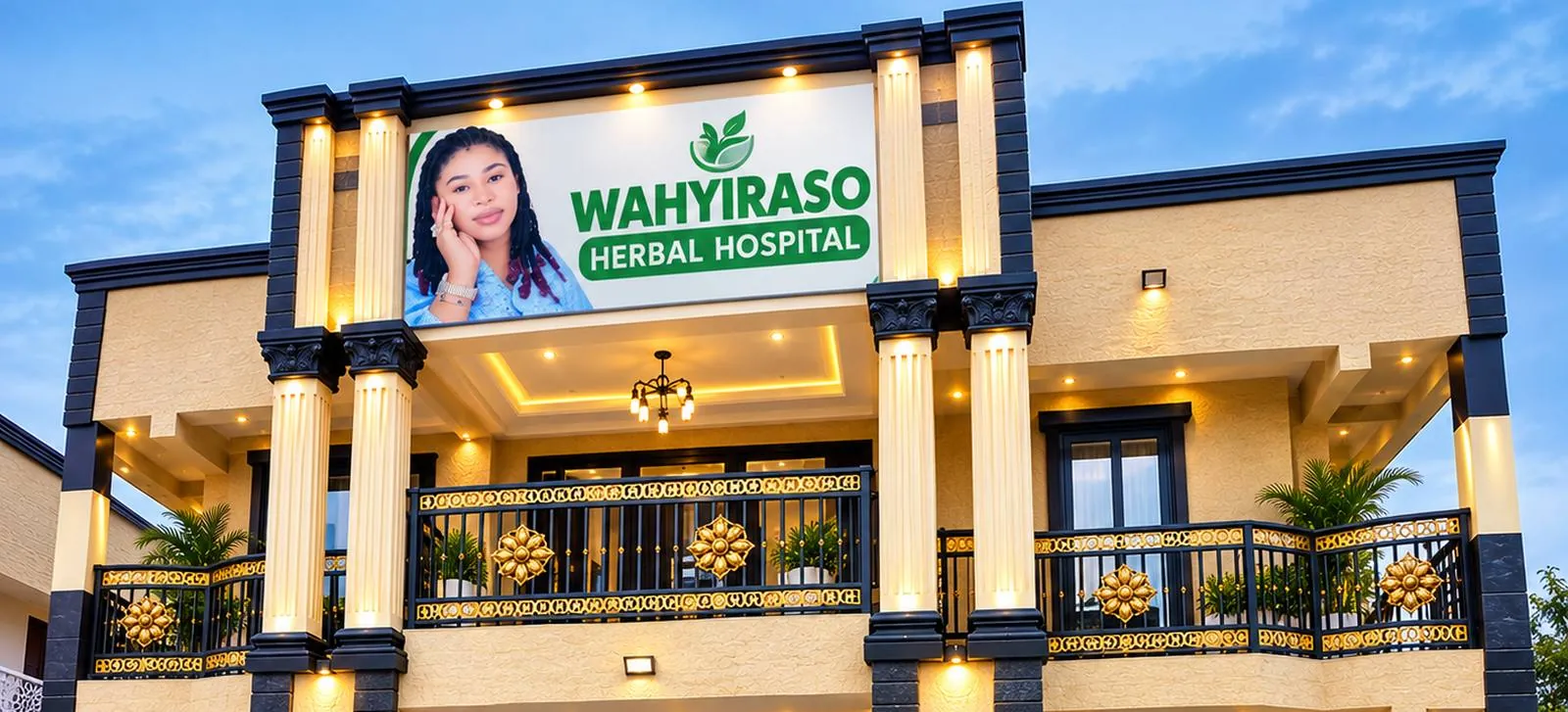 Front of Wayhira So Herbal Hospital in Kasoa, Ghana